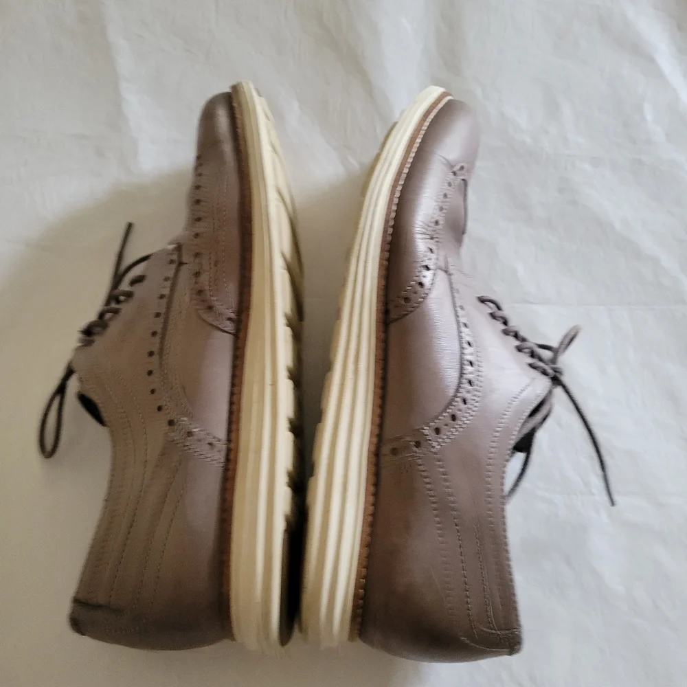COLE HAAN Zerogrand Wingtip Gray Blue Leather Lace Up Oxford Size 10 wide